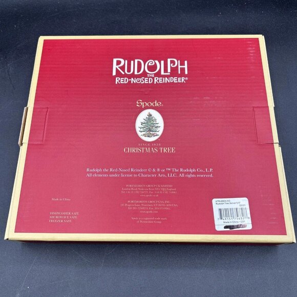 Spode Christmas Tree Rudolph Reindeer Cookies For Santa Tree Shaped Dish - Picture 2 of 2